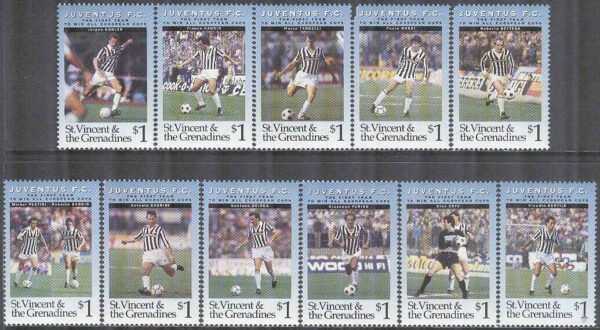 St. Vincent - M 2699-2709 Fotboll - Juventus vinnare av Europa Cupen, 11 kpl ** kh
