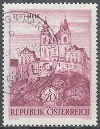 Österrike – M 1128 Byggnader – Klostret Stift Melk,  1 kpl stpl
