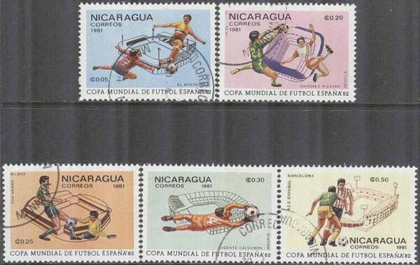 Nicaragua - M 2182-2186 VM i Fotboll i Spanien 1982, 5 olika