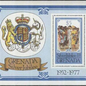 Grenada – M BL  66 Kungligt besök 1977 – Påtryck, Block **