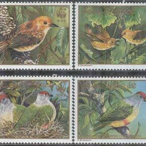 Cook Islands – M 1278-1281 Fåglar bla Rarotongamonark – Naturskydd – WWF, 4 kpl **