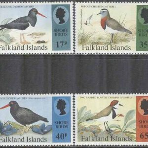 Falkland Islands – M  640-643 Fåglar vid vatten bla Sydamerikansk strandskata, 4 kpl **
