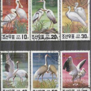 Nordkorea – M 3174-3179 Fåglar bla Regrätthäger – Naturskydd, 6 kpl stpl