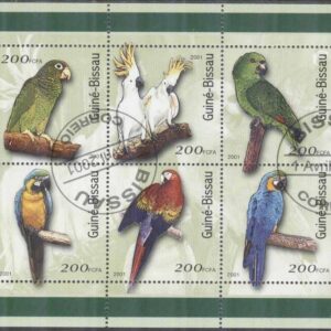 Guinea-Bissau – M 1422-1427 Fåglar – Papegojor, Miniark kpl