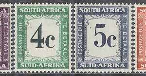 Sydafrika – M P   45-50 Siffror – Portomärken, 6 kpl **