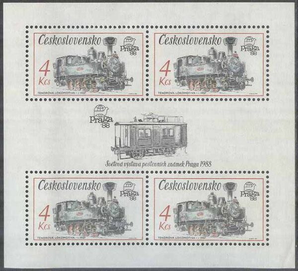 Tjeckoslovakien - M BL  71 Postlok - Utställning PRAGA 88, Block **