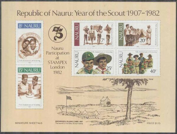 Nauru - M BL   5 Scouting 75 år, Block **