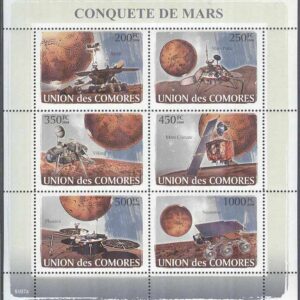 Komorerna – M 1946-1951 Rymd – Utforskning av planeten Mars, Miniark kpl **