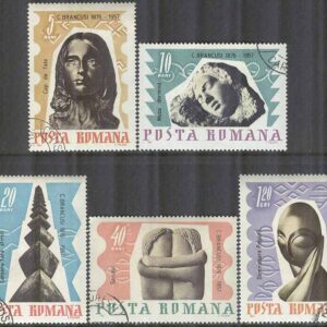 Rumänien – M 2582-2585, 2587 Constantin Brâncusi död i 10 år – Bildhuggare, 5 olika