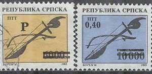 Bosnien-Hercegovina Serb. Rep – M   32-35 A bla Instrument – Påtryck, 4 kpl **/stpl