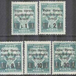 Jugoslavien – Istrien & Slovenien – M P   20-24 Portomärken – Påtryck, 5 kpl **