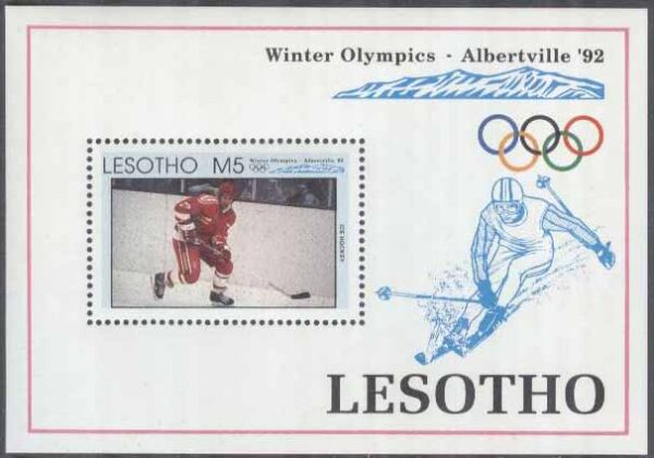 Lesotho - M BL  92 OS i Albertville 1992 Ishockey, Block **