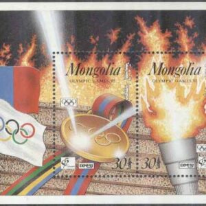Mongoliet – M BL 181 OS i Barcelona 1992 Medalj & Fackla, Block **
