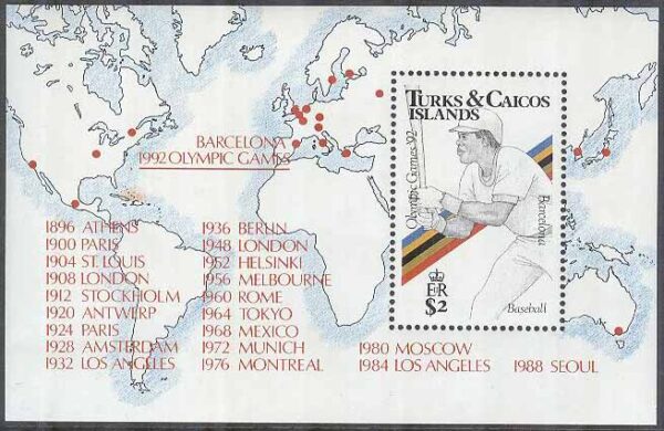 Turks & Caicos Islands - M BL  96 OS i Barcelona 1992 Baseball, Block **