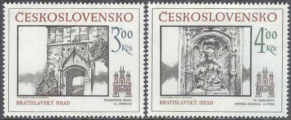 Tjeckoslovakien - M 2873-2874 Historiska motiv från Bratislava - Konst, 2 kpl **