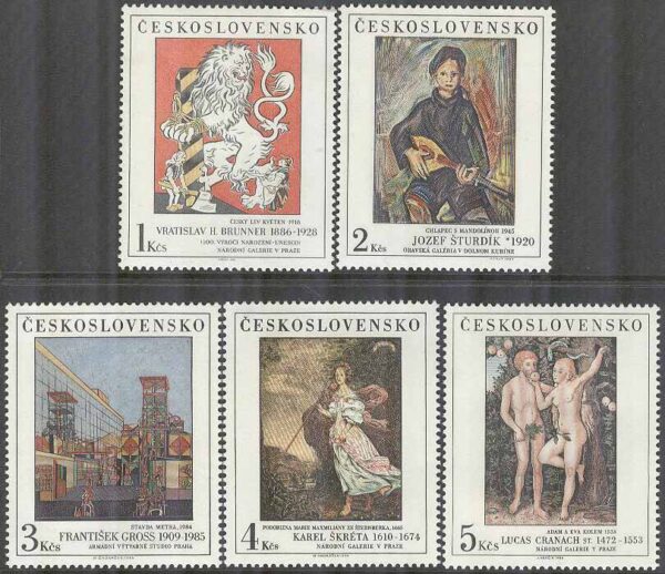 Tjeckoslovakien - M 2889-2893 Konst - Nationalgalerian XIX, 5 kpl **