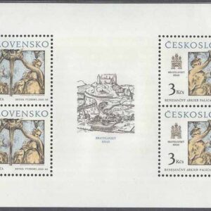 Tjeckoslovakien – M 2928 Historiska motiv från Bratislava – Konst, Miniark kpl **