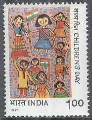 Indien – M 1330 Barnens Dag 1991 – Barnteckning, 1 kpl **