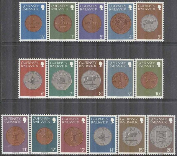Guernsey - M  173-188 Mynt, 16 kpl **