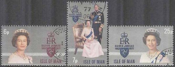 Isle of Man - M   92-94 Elisabeth II 25 år på Tronen, 3 kpl stpl