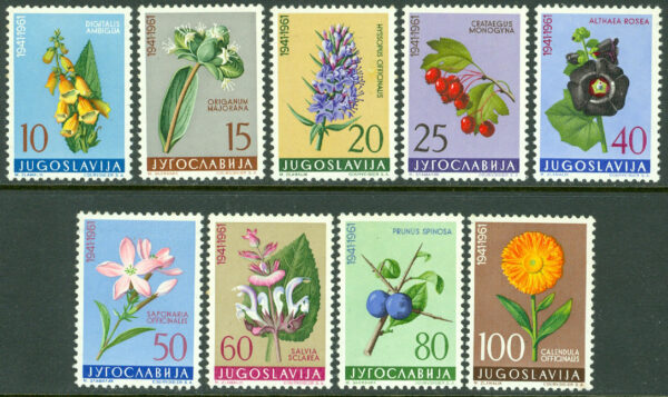 Jugoslavien - M  943-951 Jugoslavisk flora IV, 9 kpl **