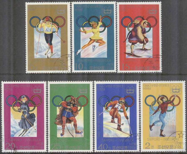 Nordkorea - M 1683-1689 OS i Sapporo 1972 & Innsbruck 1976, 7 kpl stpl