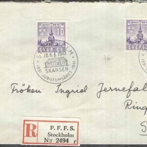 Sverige – FDC 1941-06-18 – Skansenjubiléet, 4 kpl REK + Adressat