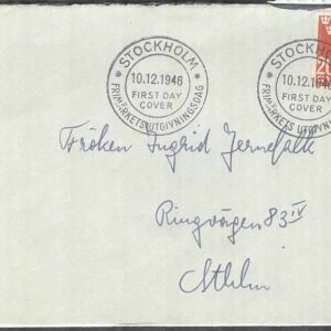 Sverige – FDC 1946-12-10 – Alfred Nobel, 20 öre, Adressat