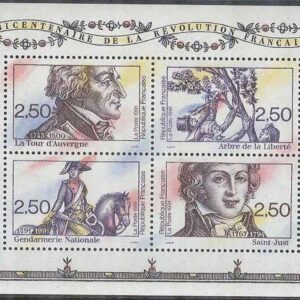Frankrike – M BL  11 Franska Revolutionen 200 år – Personligheter, Block **