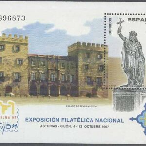 Spanien – M BL  71 Nationell Frimärksutställ EXFILNA 97 – Byggnad – Staty, Block **
