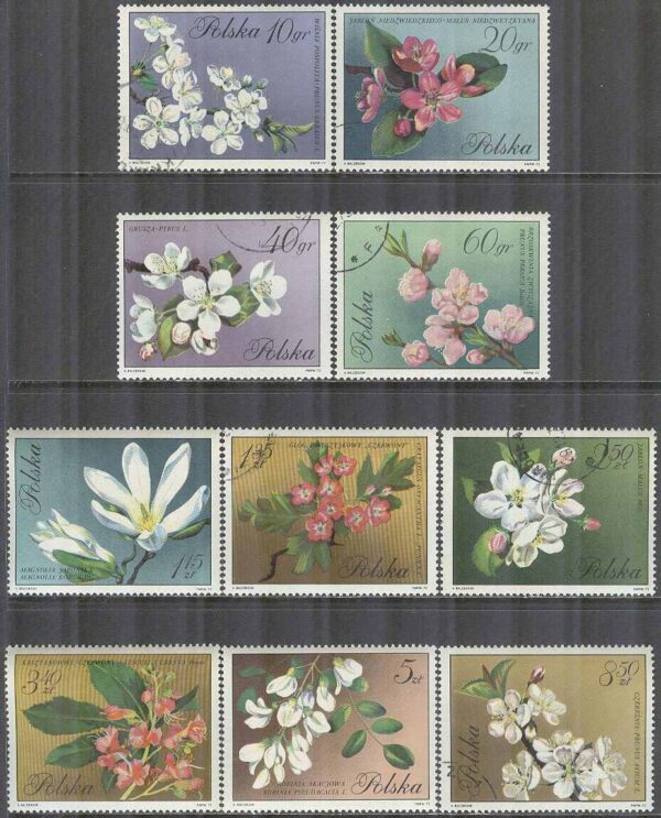 Polen - M 2132-2141 Blommor i Träd bla Äpple, 10 kpl stpl