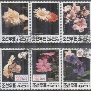 Nordkorea – M 3241-3246 Blommor bla Knölbegonia – Utställ, 6 kpl stpl