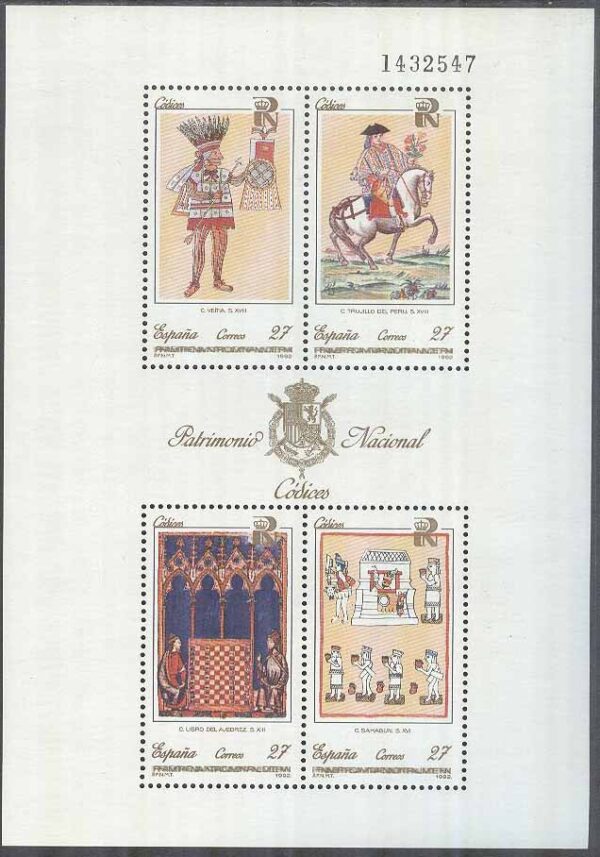 Spanien - M BL  52 Kulturarv IV - Miniatyrer på gamla skrifter, Block **