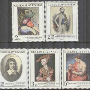 Tjeckoslovakien – M 2413-2417 Konst från Nationalgalerier XII, 5 kpl **