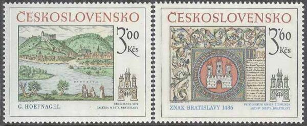 Tjeckoslovakien - M 2418-2419 Historiska motiv från Bratislava - Landskap, 2 kpl **