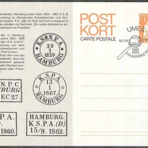 F pKe 65 – Postkort enkelt Tilltryck Frimärkets Dag stpl Umeå 16/11-74 FD