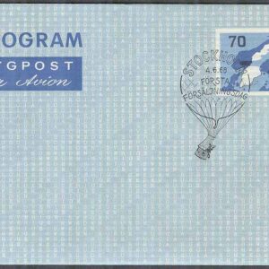 F Ae  1 Aerogram FDC stämplat Karta