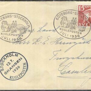 Stockholm 12/7-36 Göteborg-Stockholm Kugleposten juli 1936 Skansen Kugleposten