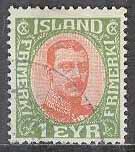 Island – F  124 Christian X, 1 aur stpl