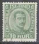 Island – F  132 Christian X, 10 aur grön stpl