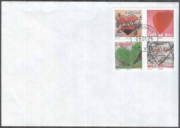 Sverige - FDC 2006-01-26 - Mitt hjärta, 4 kpl, Privat stämplad Sundsvall