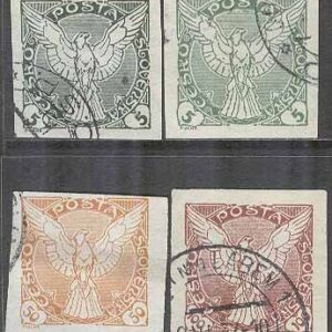Tjeckoslovakien – M  189-191 a-b Tidningsmärken – Flygande Falk, 4 kpl stpl Otandade