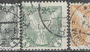Tjeckoslovakien – M  189-190 a-b Tidningsmärken – Flygande Falk, 3 olika stpl Tandade