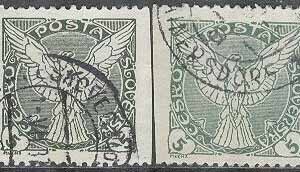 Tjeckoslovakien – M  189 a-b Tidningsmärken – Flygande Falk, 2 olika stpl Tandade
