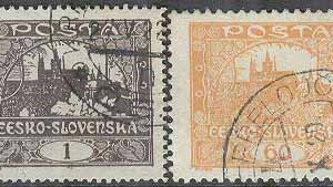 Tjeckoslovakien – M   18 C, 20 B Kyrkor i Prag, 2 olika stpl Tandade