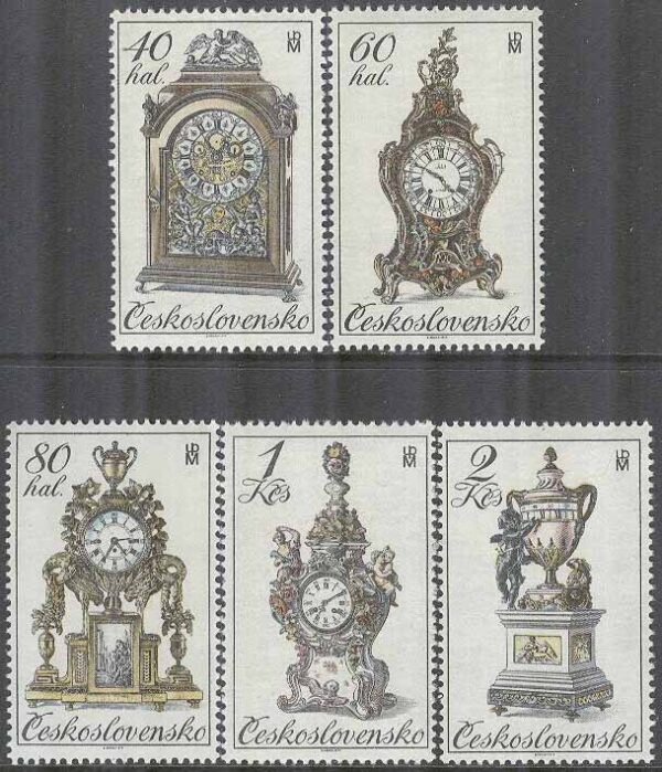 Tjeckoslovakien - M 2529-2533 x Historiska ur 5 kpl **
