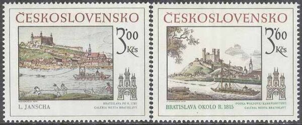 Tjeckoslovakien - M 2539-2540 Historiska motiv från Bratislava, 2 kpl **