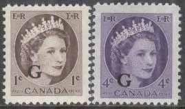 Kanada – M Tj   46-47 Drottning Elisabeth II – Tjänstefrimärken – Påtryck, 2 olika **