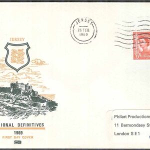Jersey – FDC 1969-02-26 – Drottning Elisabeth II, 1 kpl Vinjett  Adressat