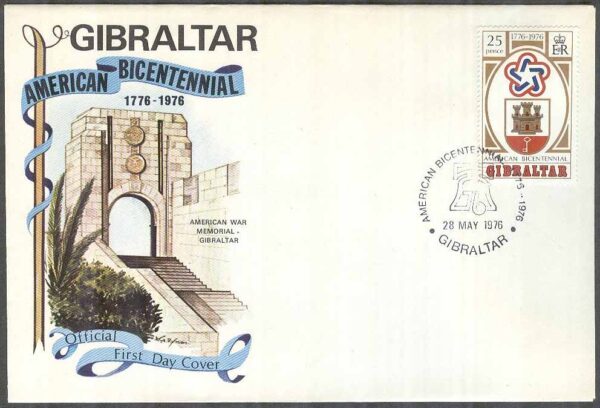 Gibraltar - FDC 1976-05-28 - Amerika oavhängigt i 200 år, 1 kpl Vinjett